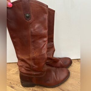 Brown Leather Knee-High Boots Melissa button
